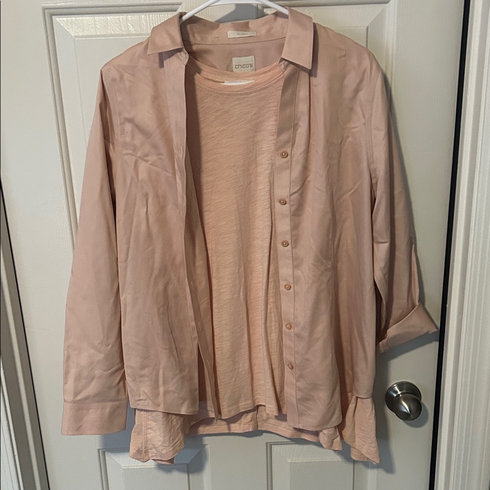 Chicos Light Pink button blouse with matching shirt